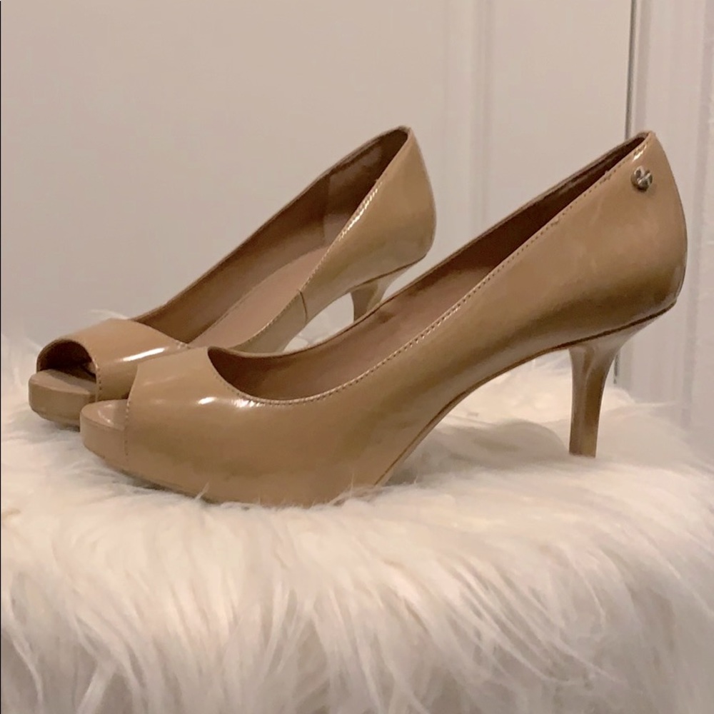 Calvin Klein Open Toe Nude Heels